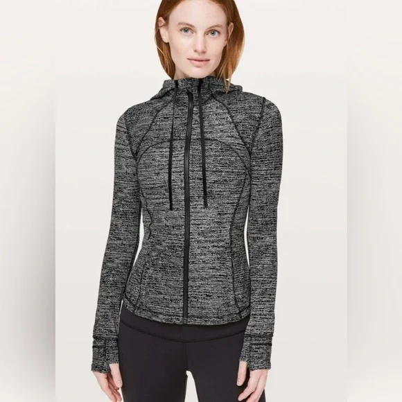 Lululemon Hooded Define Jacket Nulu in Twillines Black and White - Picture 13 of 15